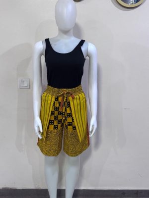 100% cotton Ankara shorts with an asooke pocket (Size 12/14)  
- FMU1208