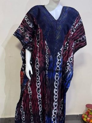 Adire boubou mixed with asoke Free size (Size 12-18)  
 - FMU 1159
