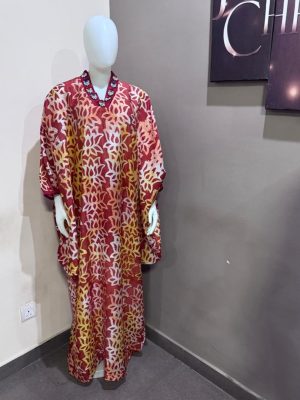 Adire boubou with embellishment on the neck Free size (Size 14-18) 
 - FMU 0716