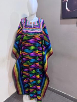 100% cotton Ankara boubou beaded infront and Ankara at the side Free size (Size 14-18)
- FMU1443
